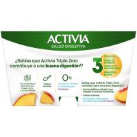 Yogur triple zero de melocoton ACTIVIA, pack 4x120 g