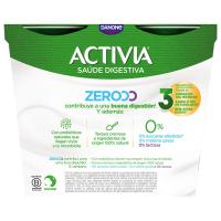 Yogur triple zero natural ACTIVIA, pack 4x120 g