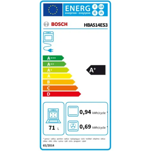 Horno multifunción 71litros con limpieza por Aqualisis  HBA514ES3 BOSCH