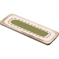 Fuente de madera verde con borde beige, rectangular KASA, 11x31x2,5 cm