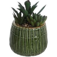 Planta artificial Suculentas en maceta verde KASA, Ø13x16 cm