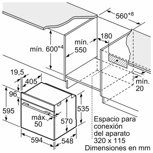 Horno con vapor 60 cm acero inoxidable HQA574ES3 BOSCH
