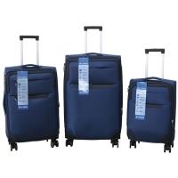 Trolley mediano azul, poliéster, candado combinación, 22035 AR, 42x29x68 cm