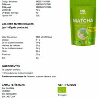 SOL NATURAL bio matcha hautsa, poltsa 70 g