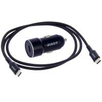 Cargador de coche 20W, 3A carga rápida, cable conector USB-C a USB-C de 1 m AUTO-T