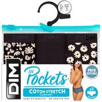 Bóxer mujer algodón elástico, negro/beige talla G DIM, pack 3 uds