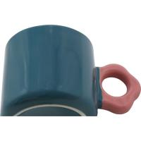 Taza azul con asa en flor rosa, 13x8,6x8,1 cm KASA, 290 ml