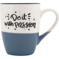Taza bicolor blanco/azul Passion, 11,5x8,2x10,3 cm KASA, 350 ml