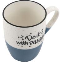 Taza bicolor blanco/azul Passion, 11,5x8,2x10,3 cm KASA, 350 ml
