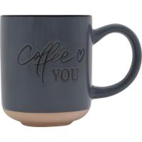 Taza azul con base beige "Coffee you", 13x8,3x9,8 cm KASA, 340 ml