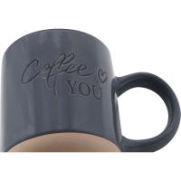 Taza azul con base beige "Coffee you", 13x8,3x9,8 cm KASA, 340 ml