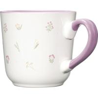 Taza color interior malva con flores, 9x9x9 cm KASA, 330 ml