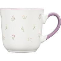 Taza color interior malva con flores, 9x9x9 cm KASA, 330 ml