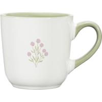 Taza color interior verde con flor central, 9x9x9 cm KASA, 330 ml