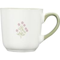 Taza color interior verde con flor central, 9x9x9 cm KASA, 330 ml