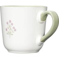 Taza color interior verde con flor central, 9x9x9 cm KASA, 330 ml