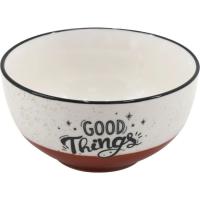 Bol bicolor blanco/rojo "Good things", 12,9x12,9x6,6 cm KASA, 420 ml
