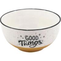 Bol bicolor blanco/amarillo "Stronger", 12,9x12,9x6,6 cm KASA, 420 ml