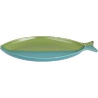 Fuente forma de pez en verde y azul KASA, 36,9x18x3 cm