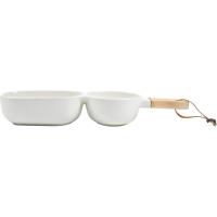 Plato de aperitivos blanco con 2 divisiones KASA, 34,5x9,5x5,5 cm