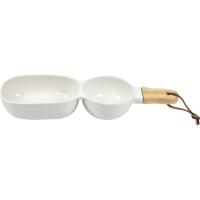 Plato de aperitivos blanco con 2 divisiones KASA, 34,5x9,5x5,5 cm