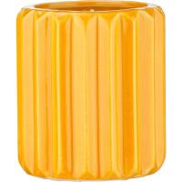 Vela en vaso cerámico de rayas amarillo KASA, 8x9x8 cm