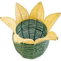 Cesta con forma de piña en verde y amarillo KASA, 31x31x34 cm