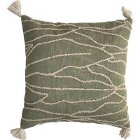 Cojín chenilla verde, 100% algodón KASA, 45x45 cm