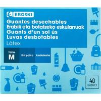 Guante de latex desechable Talla M EROSKI, caja 40 uds