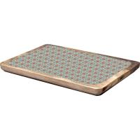 Tabla de madera rectangular con motivos verdes KASA, 22x14x1,5 cm