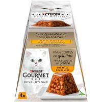 Alimento de pollo en gelatina para gato GOURMET, pack 4x57 g