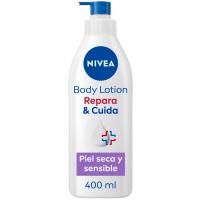 Body milk con pantenol NIVEA REPARA&CUIDA, dosificador 400 ml