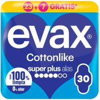 Compresas super plus con ala EVAX, paquete 23+7 uds