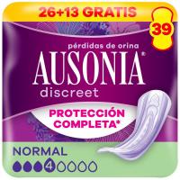 Compresas de inconti. normal AUSONIA DISCREET, paquete 39 uds