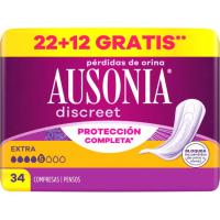 Compresas de incont. extra AUSONIA DISCREET, paquete 34 uds