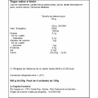 Yogur sabor limón LA FAGEDA, pack 4x125 g