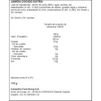 Jamón cocido asado 96% cárnico CAMPOFRÍO NATURARTE, sobre 110 g