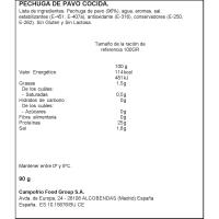 Pechuga de pavo asada 96% cárne CAMPOFRÍO NATURARTE, sobre 90 g