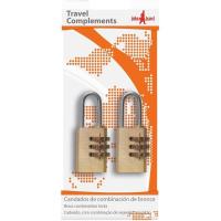 Candado cierre de combinación para equipaje, color bronce JONH TRAVEL, pack 2 uds