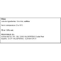 Vino Tinto Joven Tempranillo Valdepeñas V. ALBALI, botella 75 cl