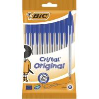 Bolígrafo tinta azul, punta 1.0mm Cristal BIC, Pack 10uds