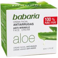 Crema facial antiarrugas de aloe vera BABARIA, tarro 50 ml