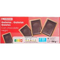 Galleta con chocolate negro EROSKI, caja 150 g
