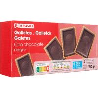Galleta con chocolate negro EROSKI, caja 150 g