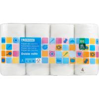 Papel de cocina compacto doble rollo EROSKI, paquete 4=8 rollos