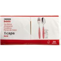 EROSKI BASIC geruza bateko ezpainzapi zuria, 30x30, paketea 200 ale