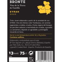 Vino Tinto Syrah Tierra De La Tierra BRONTE, botella 75 cl