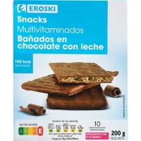 Snacks de chocolate-leche EROSKI, caja 200 g