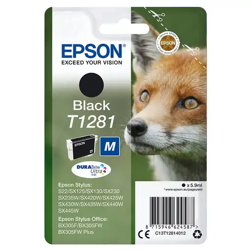 Cartucho de tinta original negro T1281 EPSON, 1 ud