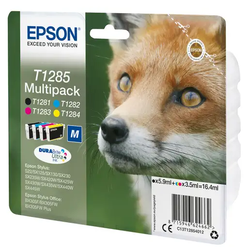 Pack de cartuchos de tinta original, 4 colores T1285 EPSON, 1 ud